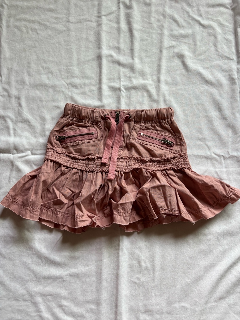 Cinnamon girl kids Pink Ruffle Mini Skirt - Casual Drawstring Style